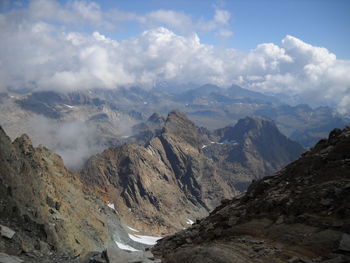 Scenic view of mountains against sky