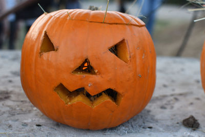 Close-up of pumpkin on pumpkins during halloween