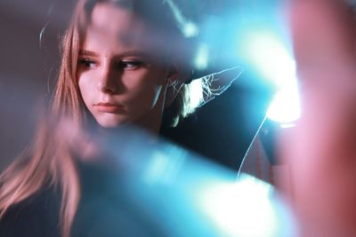 Close-up portrait of a young woman