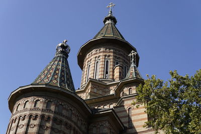 Low angle view of cathedral against clear sky