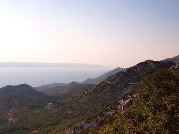 Scenic view of mountains against clear sky