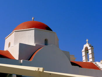 Low angle view of church against blue sky