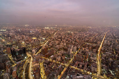 High angle view of townscape against sky during sunset