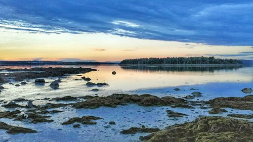 Scenic view of sea at sunset