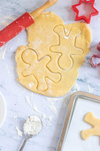 High angle view of cookies on table
