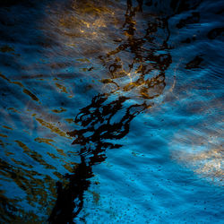 High angle view of reflection in sea