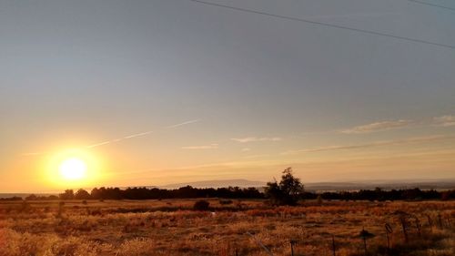 Scenic view of field against sky during sunset