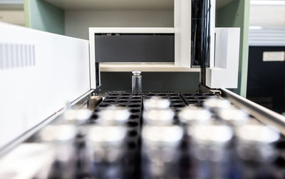 Close-up of vials at laboratory