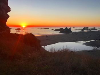 Scenic view of sea against sky during sunset