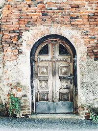 Closed door of old building