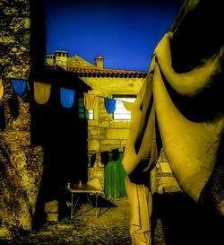 Clothes drying against buildings