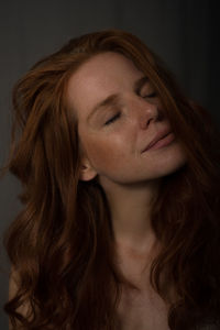 Close-up of woman with long hair