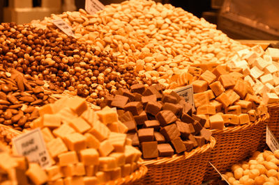 Close-up of wicker basket for sale