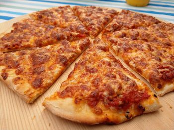 Close-up of pizza on table