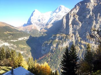 Scenic view of mountains against clear sky