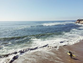 Scenic view of sea against clear sky