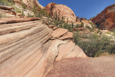 Scenic view of desert against clear sky