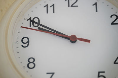 Close-up of clock on wall