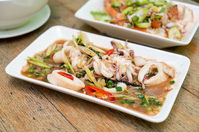 Close-up of food in plate on table