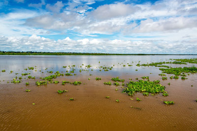 Scenic view of lake against sky