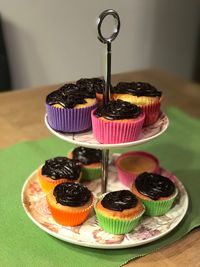 Close-up of cupcakes on table