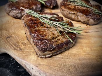 High angle view of food on cutting board