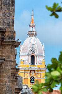 Low angle view of cartagena cathedral against sky in city