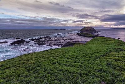 Scenic view of sea against sky during sunset