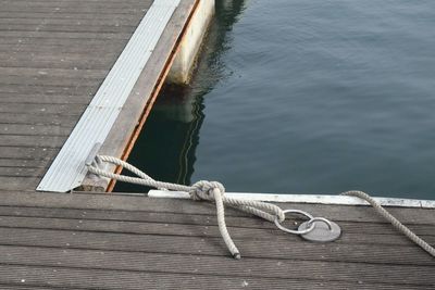 High angle view of pier on lake