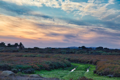 Scenic view of landscape against sky during sunset