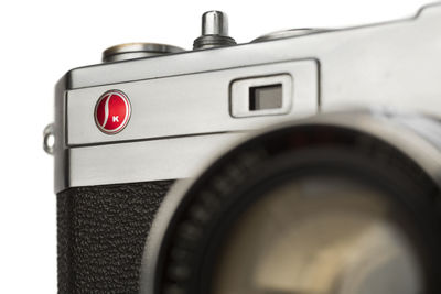 Close-up of vintage car on white background