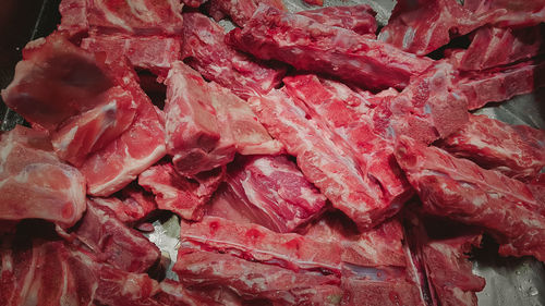 Full frame shot of red chili peppers for sale in market