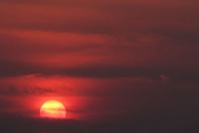 Low angle view of cloudy sky at sunset