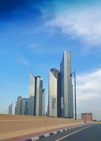 Modern buildings against blue sky