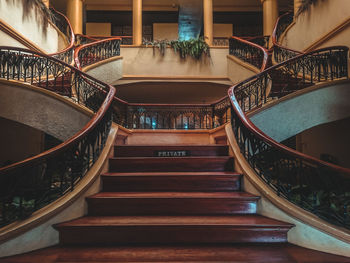 High angle view of empty staircase in building