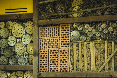 Close-up of stack of firewood