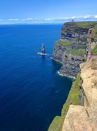 Scenic view of sea against blue sky