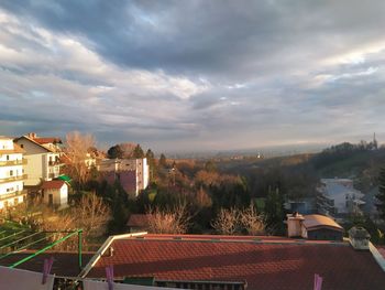 High angle view of townscape against sky