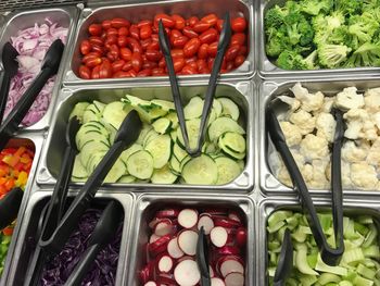 High angle view of vegetables in container