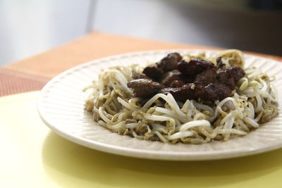 Close-up of meal served in plate