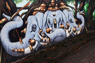 Graffiti on stone wall during halloween