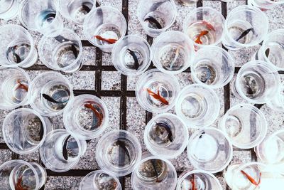 High angle view of candies for sale at market stall