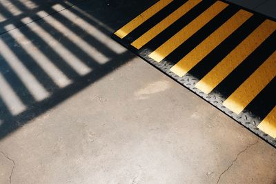 High angle view of zebra crossing on road