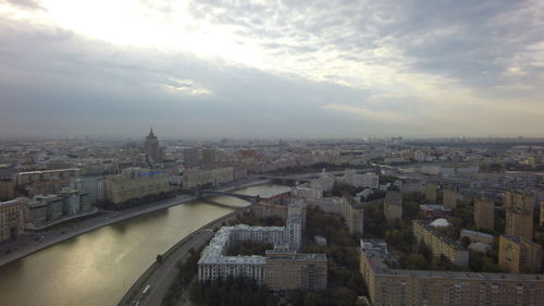 Cityscape with river in background