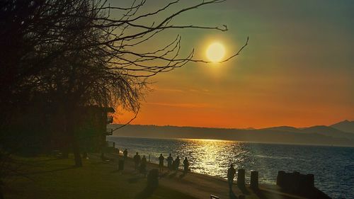 Scenic view of sunset over sea