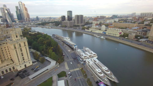 High angle view of bridge over river