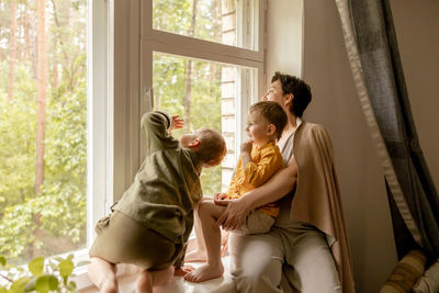 Mother and daughter at home