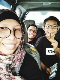 Portrait of friends in car