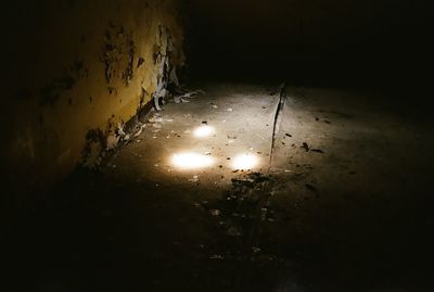 Illuminated street lights at night