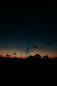 Silhouette landscape against sky at sunset